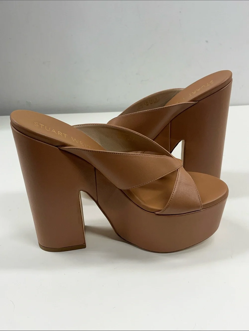 New STUART WEITZMAN Miami Sohigh Crisscross Platform Sandals Size 10